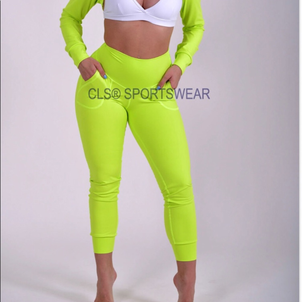 Lime green CLS sportswear joggers